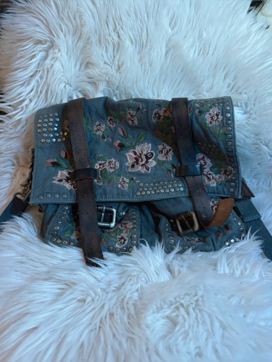 Free People Handbags - Free People Floral Embroidered Blue Satchel Handbag
